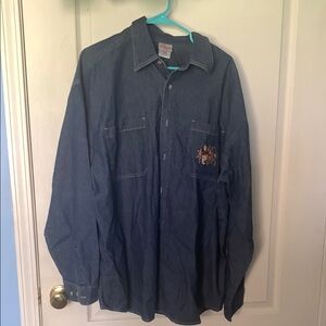 Disney Winnie the Pooh women Blue Denim button down Shirt
